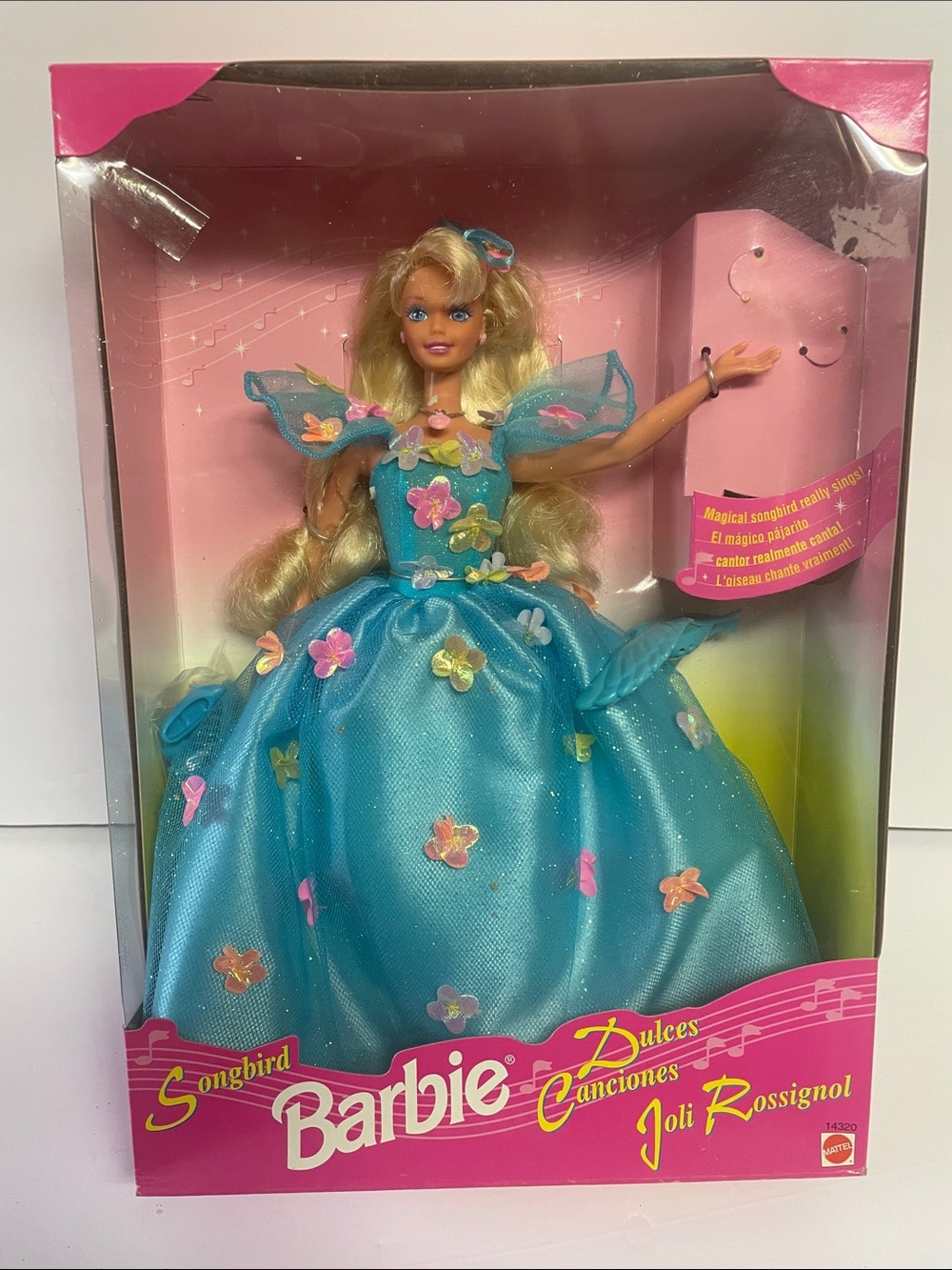 Mattel 1995 Barbie Songbird Doll in Teal Dress with Floral Accents NEW